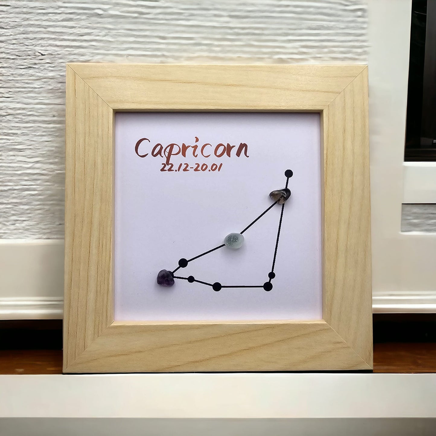 Zodiac Constellation Crystal Gemstone Framed Wall Art
