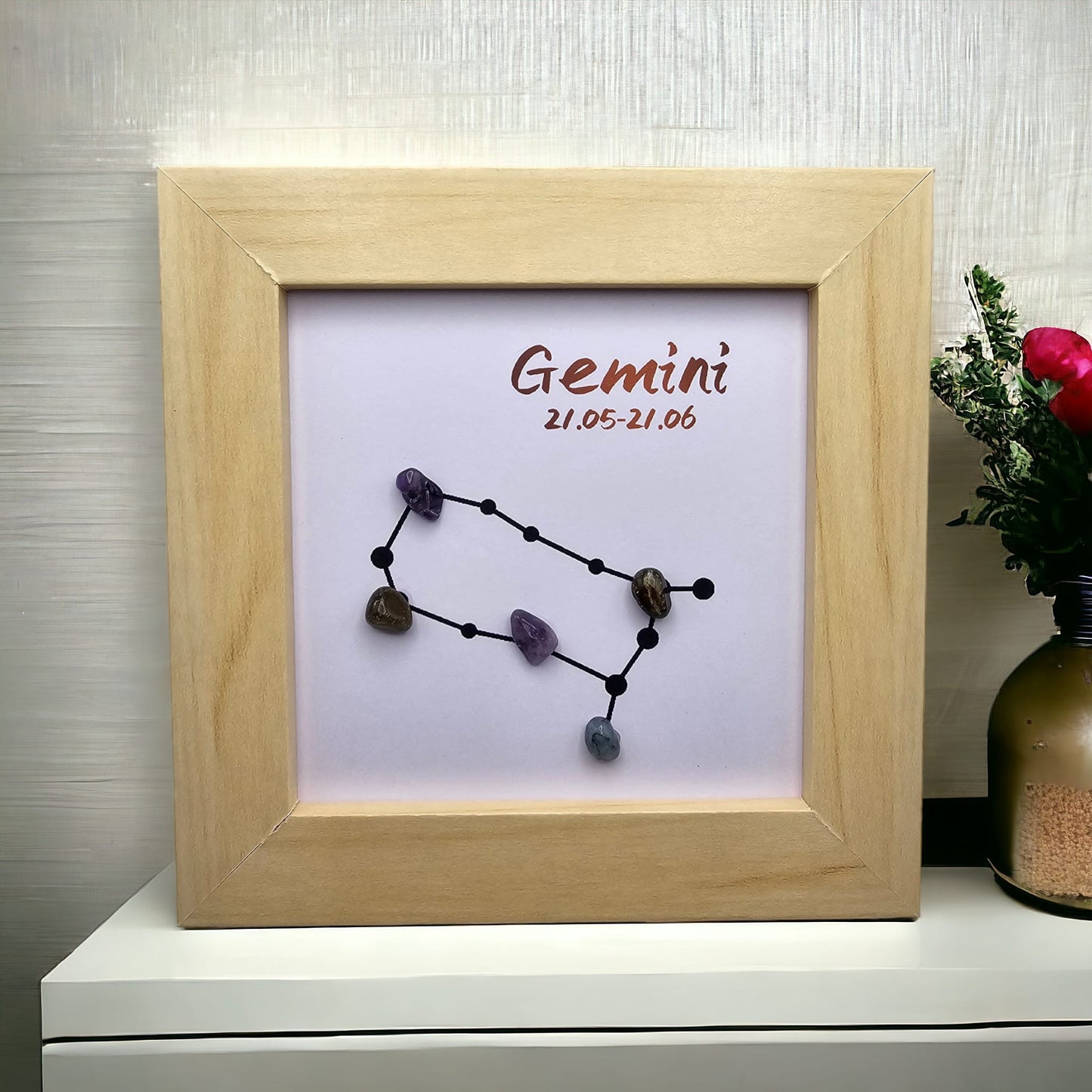 Zodiac Constellation Crystal Gemstone Framed Wall Art