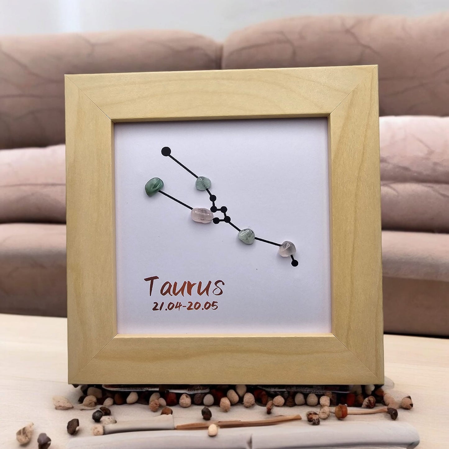 Zodiac Constellation Crystal Gemstone Framed Wall Art