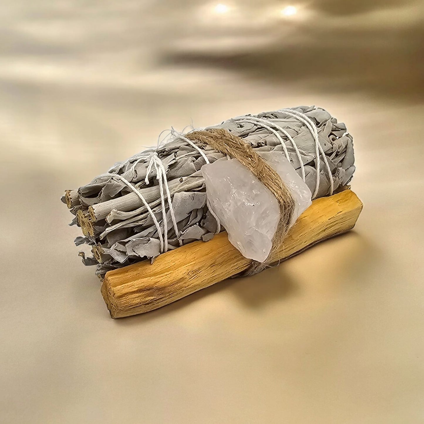 White Sage, Palo Santo Stick and Natural Crystal Stone