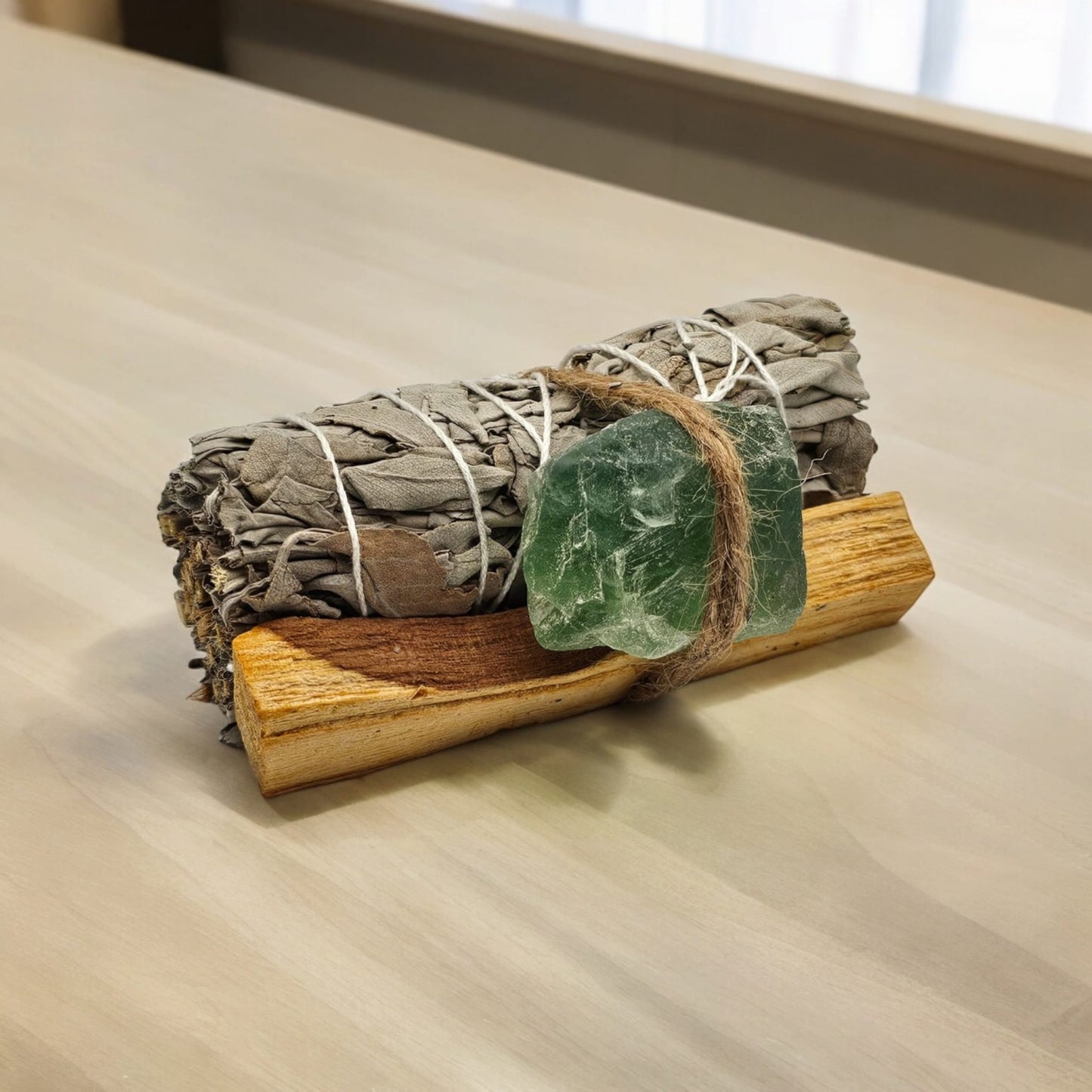 White Sage, Palo Santo Stick and Natural Crystal Stone