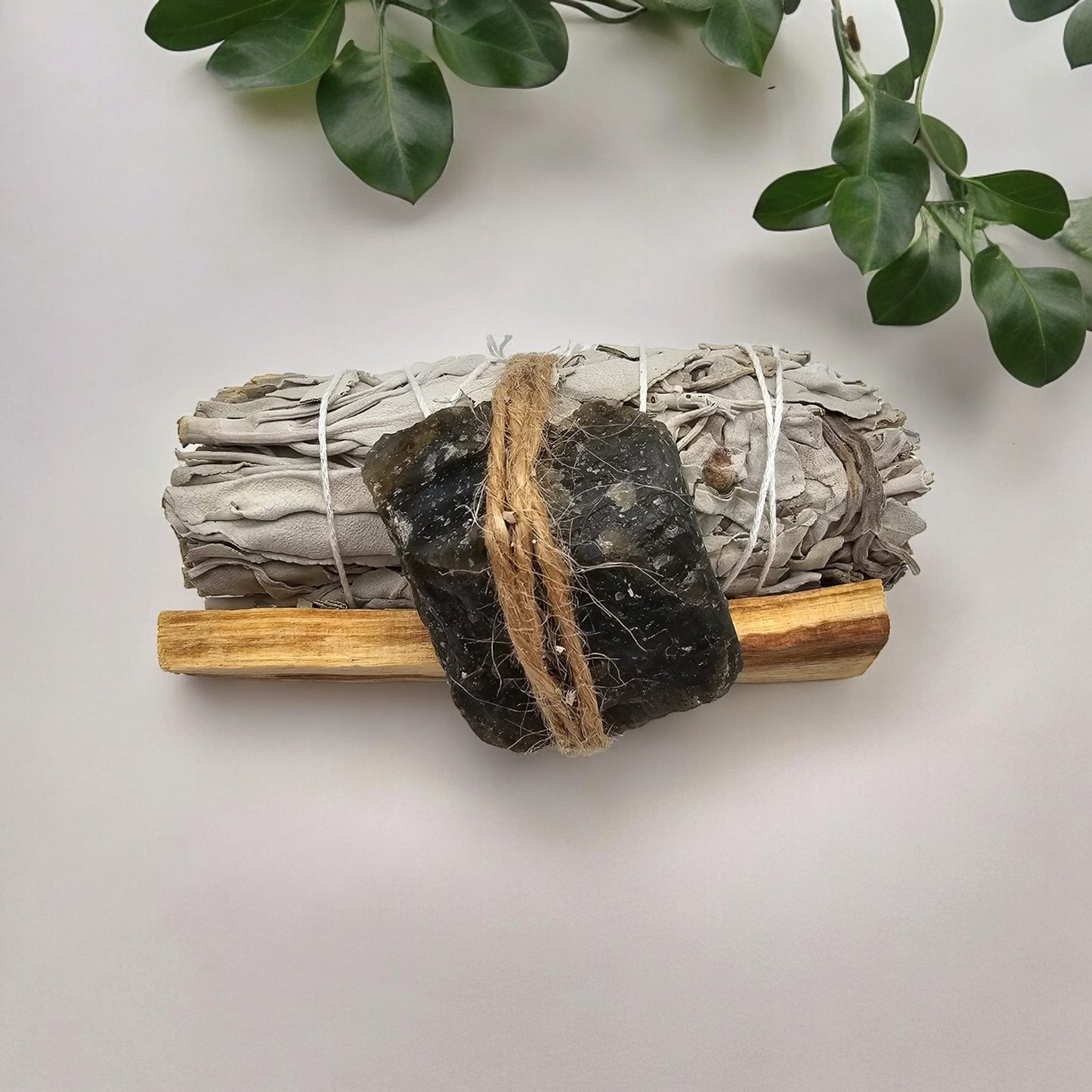 White Sage, Palo Santo Stick and Natural Crystal Stone