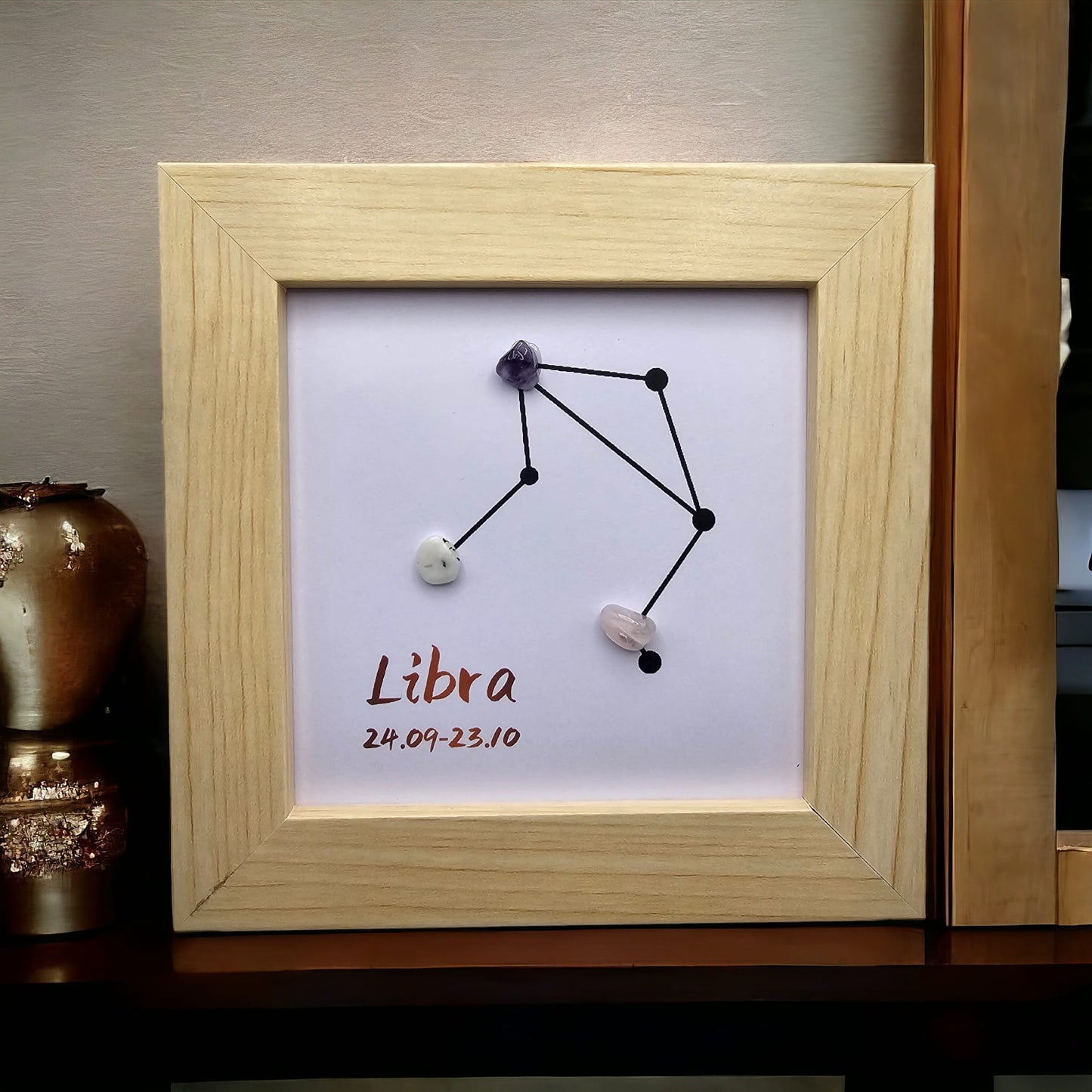 Zodiac Constellation Crystal Gemstone Framed Wall Art