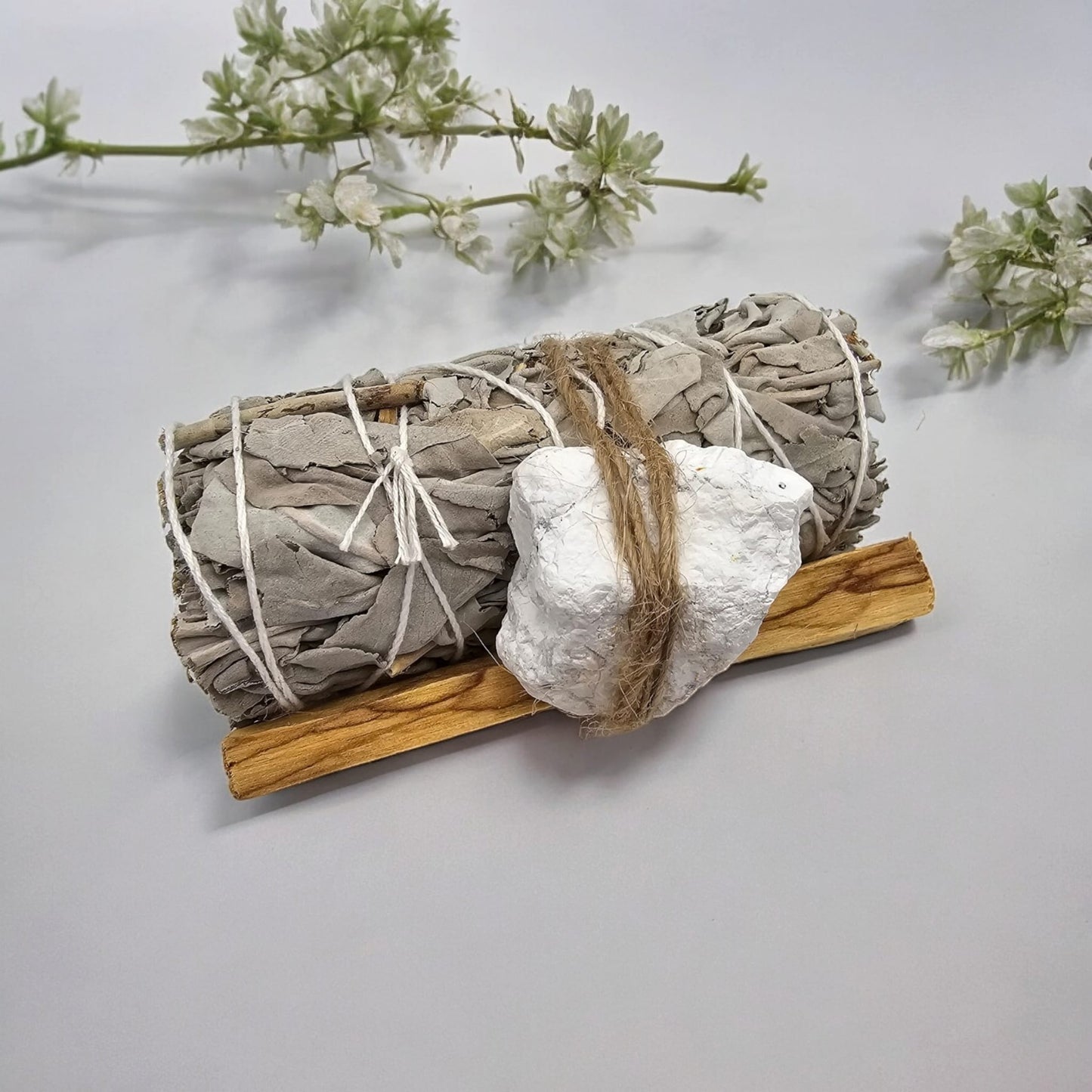 White Sage, Palo Santo Stick and Natural Crystal Stone