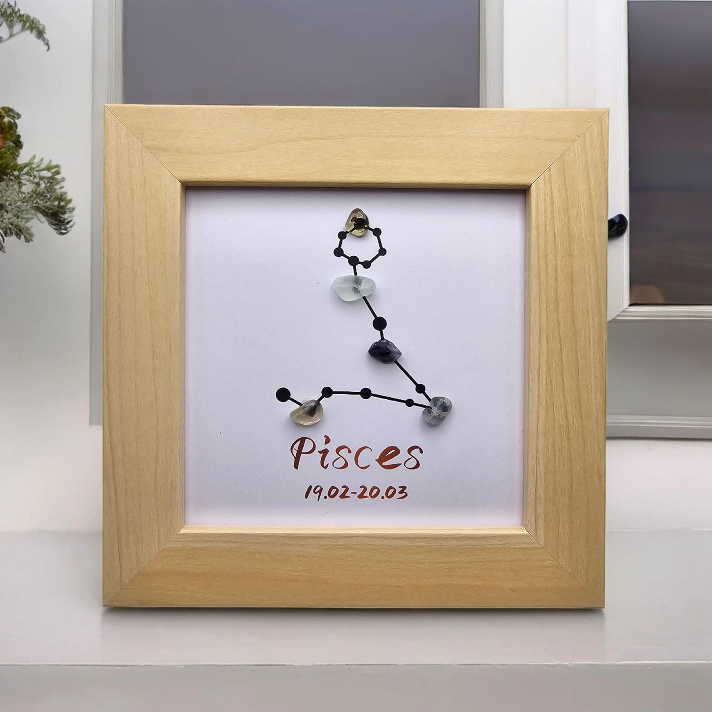 Zodiac Constellation Crystal Gemstone Framed Wall Art