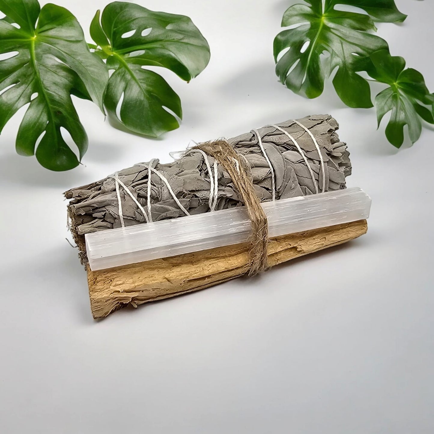 White Sage, Palo Santo Stick and Natural Crystal Stone
