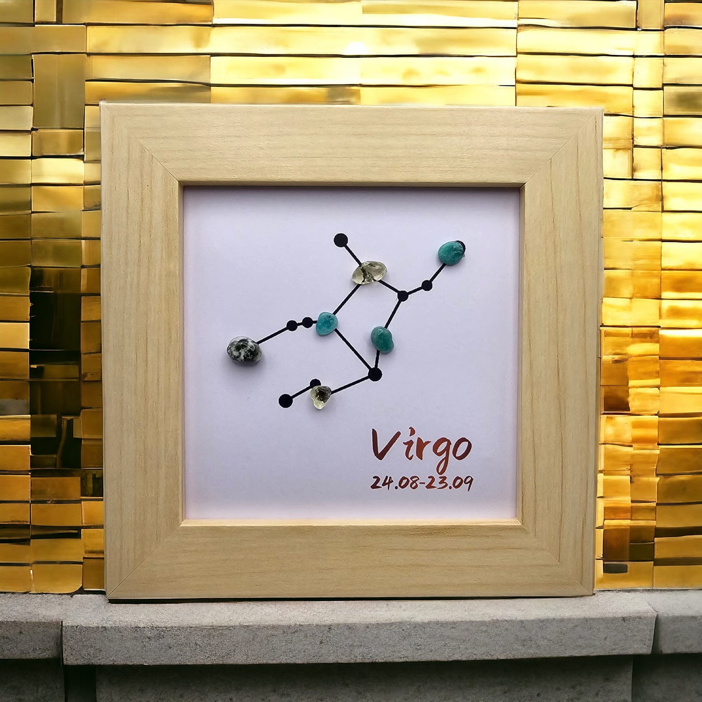 Zodiac Constellation Crystal Gemstone Framed Wall Art