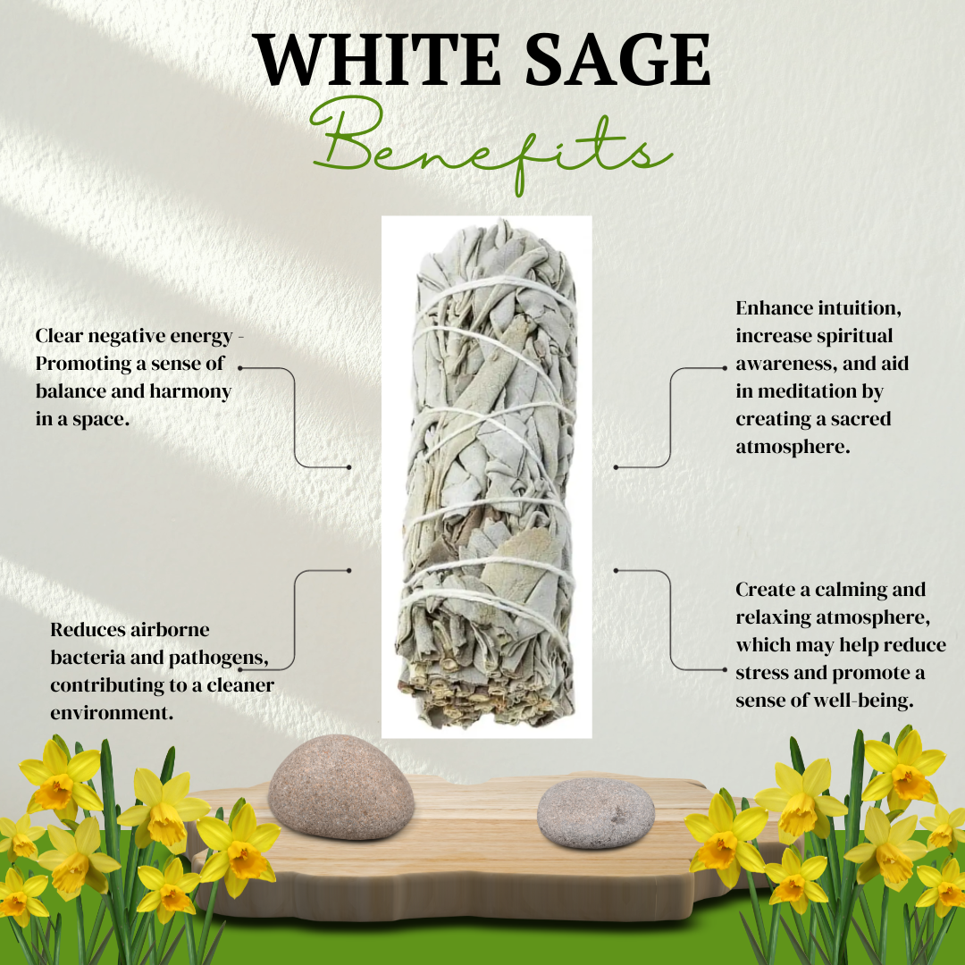 White Sage, Palo Santo Stick and Natural Crystal Stone